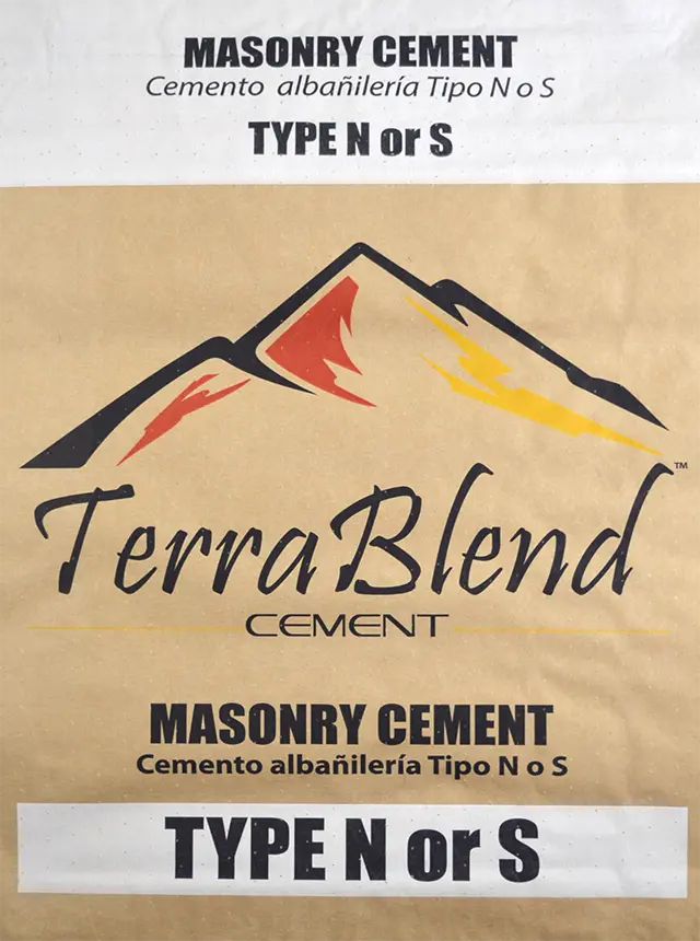 Type N or S Masonry Cement